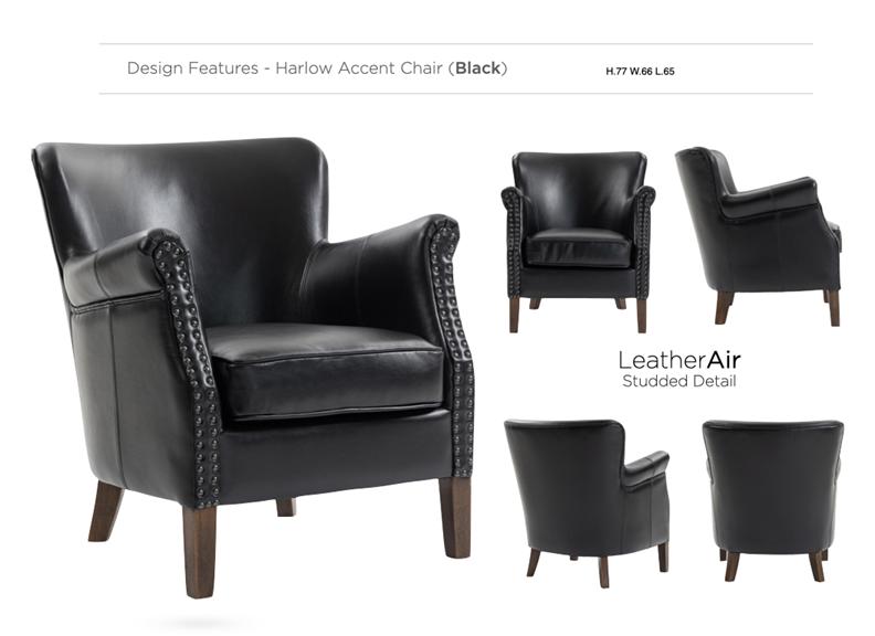 Harlow Faux Leather Armchair - Black