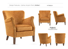 Harlow Velvet Fabric Armchair - Vogue Amber
