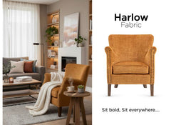 Harlow Velvet Fabric Armchair - Vogue Amber
