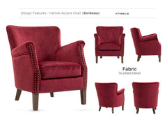 Harlow Velvet Fabric Armchair - Vogue Bordeaux