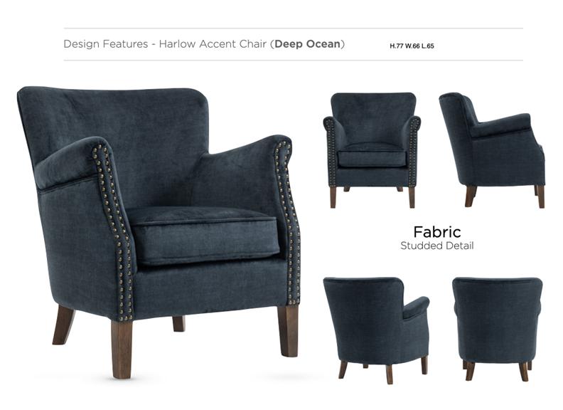 Harlow Velvet Armchair - Vogue Deep Ocean