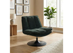 Bella Fabric Swivel Chair - Dark Green