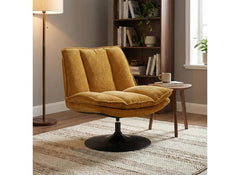 Bella Fabric Swivel Chair - Ochre