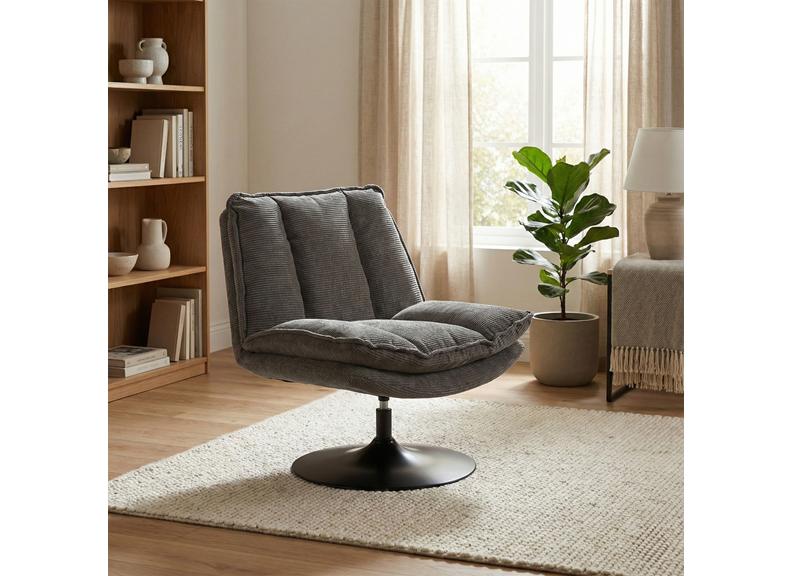 Bella Fabric Swivel Chair - Grey