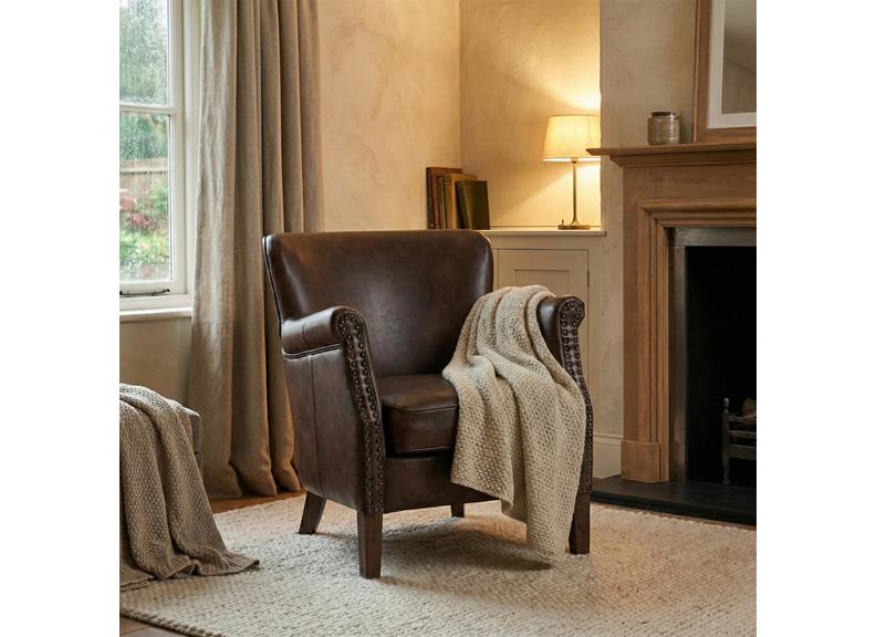 Harlow Faux Leather Armchair - Tan (Pre-Order Only)