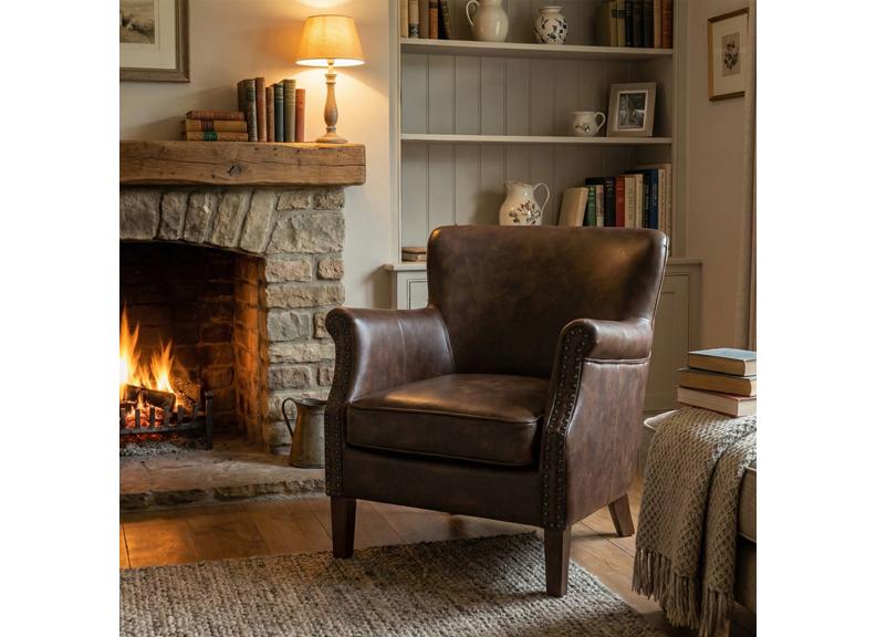 Harlow Faux Leather Armchair - Tan (Pre-Order Only)