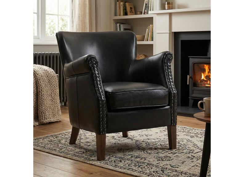 Harlow Faux Leather Armchair - Black