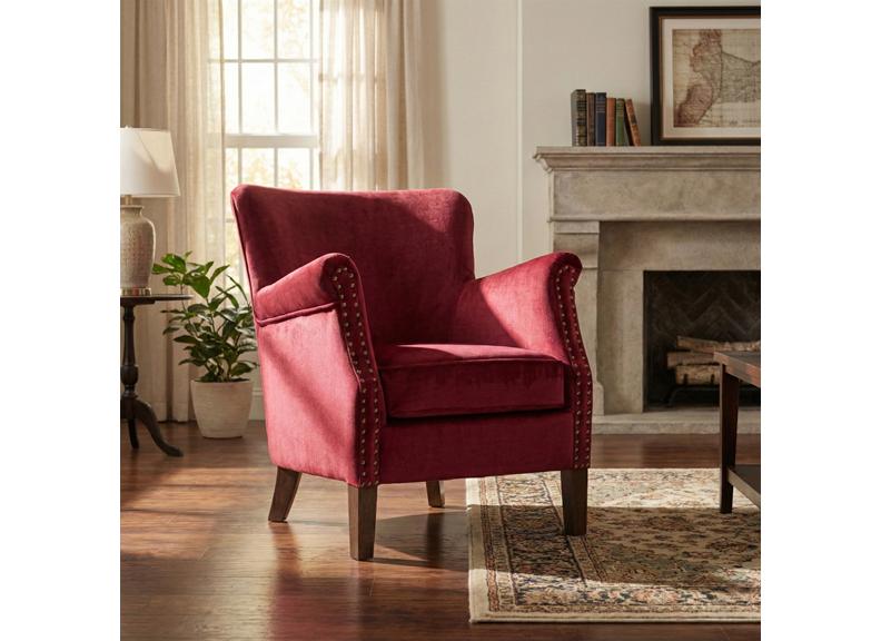 Harlow Velvet Fabric Armchair - Vogue Bordeaux