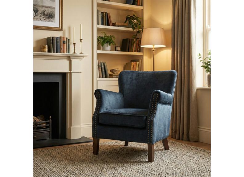 Harlow Velvet Armchair - Vogue Deep Ocean