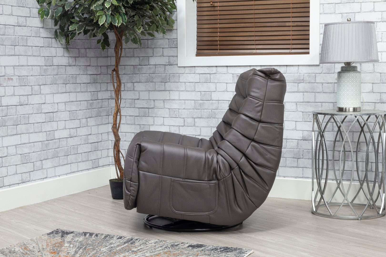 Capri Swivel Rocker Recliner Chair – Modern Reclining Accent Chair in Dark Grey