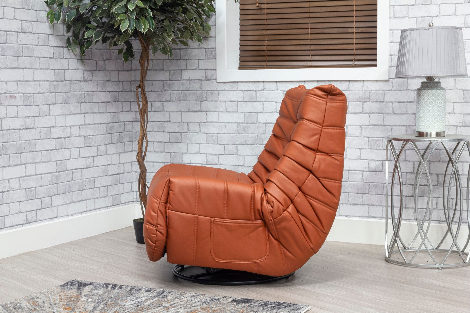 Capri Swivel Rocker Recliner Chair – Modern Reclining Accent Chair in Pumpkin