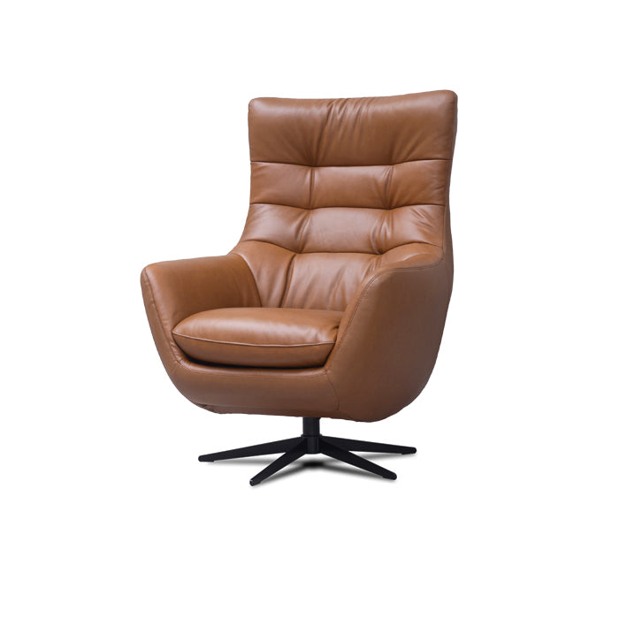 Torino Half-Leather Powered Sofa & Orbit Swivel Chair – Luxury Electric Sofa Group In Saddle Brown
