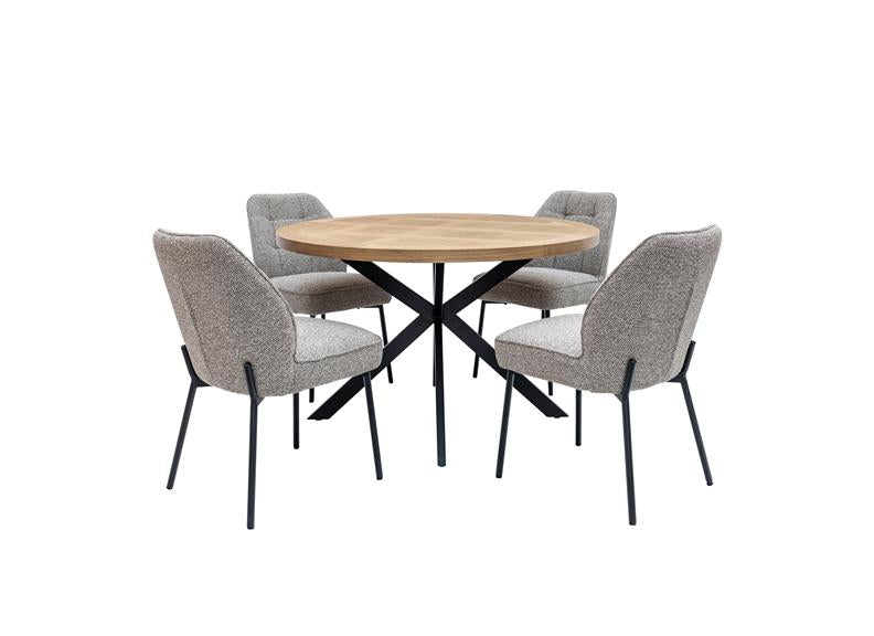 Carson Round Dining Table – Dining Round Oak Table With Metal Frame