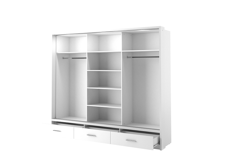 White Robe Slider Alpha 2.5m White Mirrored Sliderobe – Larry O'Keeffe Furniture
