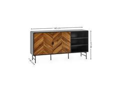 Alvin Sideboard – Chevron Wood Design with Black Metal Highlights | Modern Living Room  Cabinet