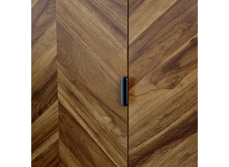 Alvin Sideboard – Chevron Wood Design with Black Metal Highlights | Modern Living Room  Cabinet