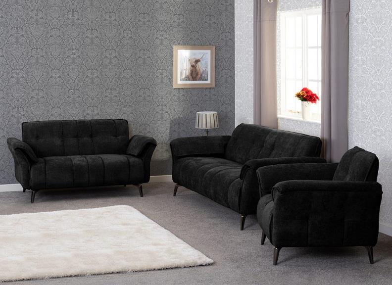 Amalfi Black 3-2-1 Fabric Sofas - room