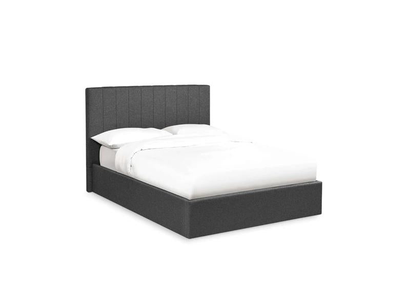 Aylen Storage Bed In Chocolate Velvet Fabric – Modern Upholstered Bed With Vertically Lined Headboard (Pre-Order Only)