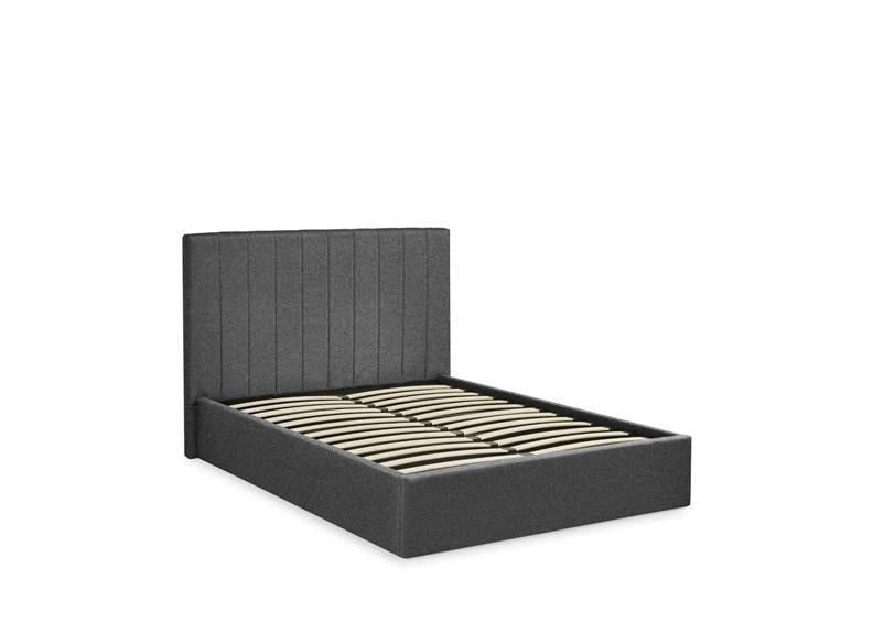 Aylen Storage Bed In Chocolate Velvet Fabric – Modern Upholstered Bed With Vertically Lined Headboard (Pre-Order Only)