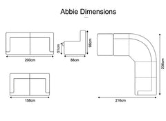 Abbie Fabric Corner Sofa with Contrast Stitch Upholstery – Modern Compact Corner Sofa In Grey