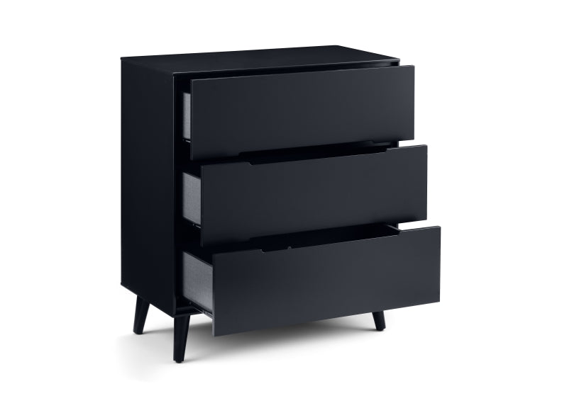 Alicia Anthracite Three Drawer Chest - open