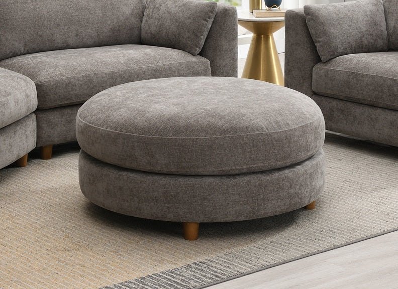 Alina Stone Fabric Ottoman – Modern Luxury Living Room Footstool