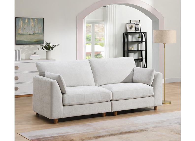 Alina Pearl Fabric 2.5 Seat Sofa with Bolster Cushions – Modern Luxury Living Room Sofa