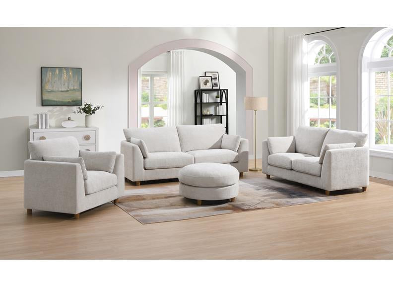 Alina Pearl Fabric 2.5 Seat Sofa with Bolster Cushions – Modern Luxury Living Room Sofa
