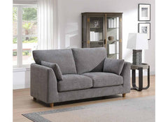 Alina Stone Fabric Two Seat Sofa with Bolster Cushions – Modern Luxury Living Room Sofa