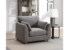 Alina Stone Fabric Armchair with Bolster Cushions – Modern Luxury Living Room Armchair
