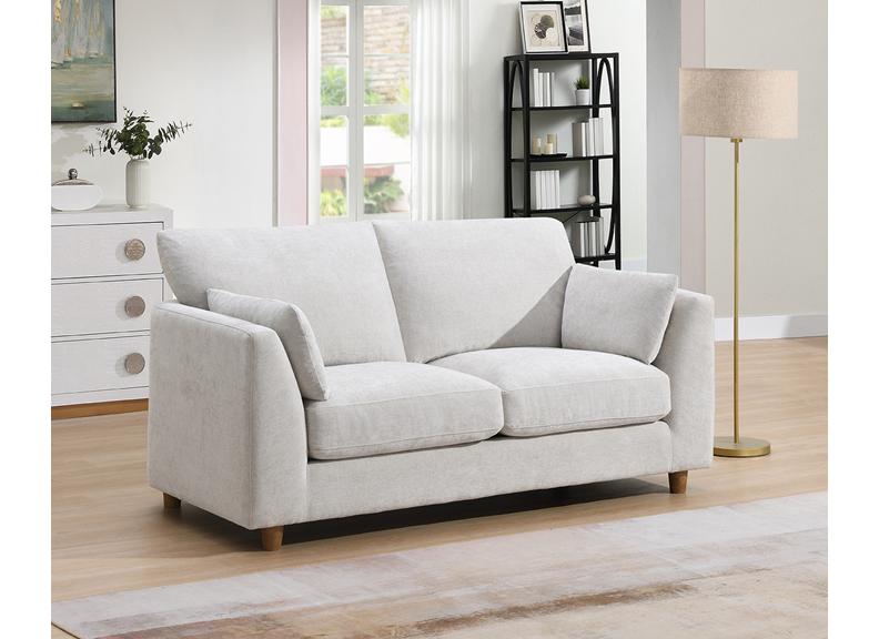 Alina Pearl Fabric Two Seat Sofa with Bolster Cushions – Modern Luxury Living Room Sofa