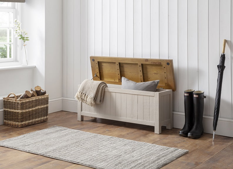 Aspen Grey Storage Bench - room