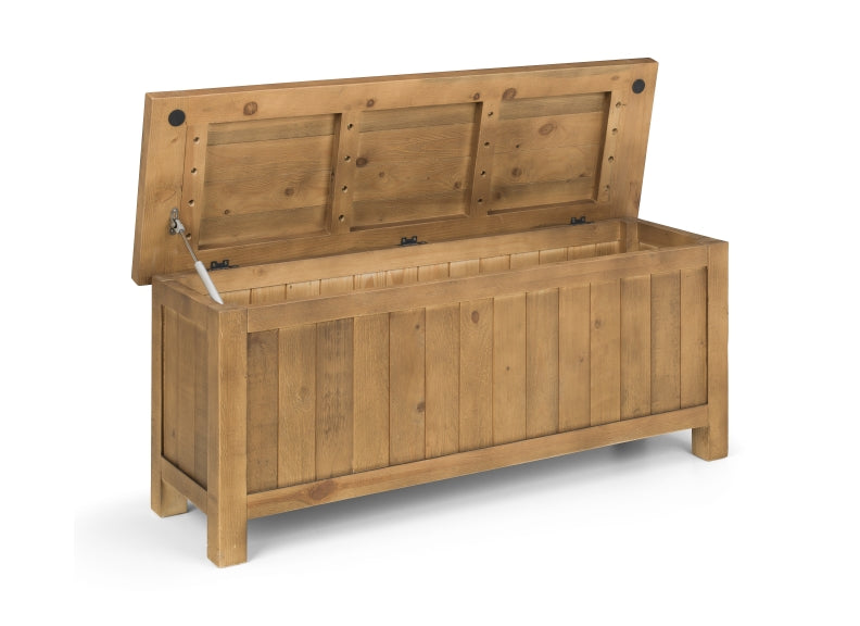 Aspen Pine Storage Bench - open