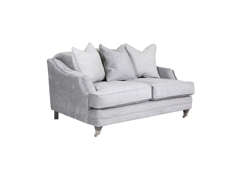Belvedere Silver Pillow Back Two Seat Sofa - front