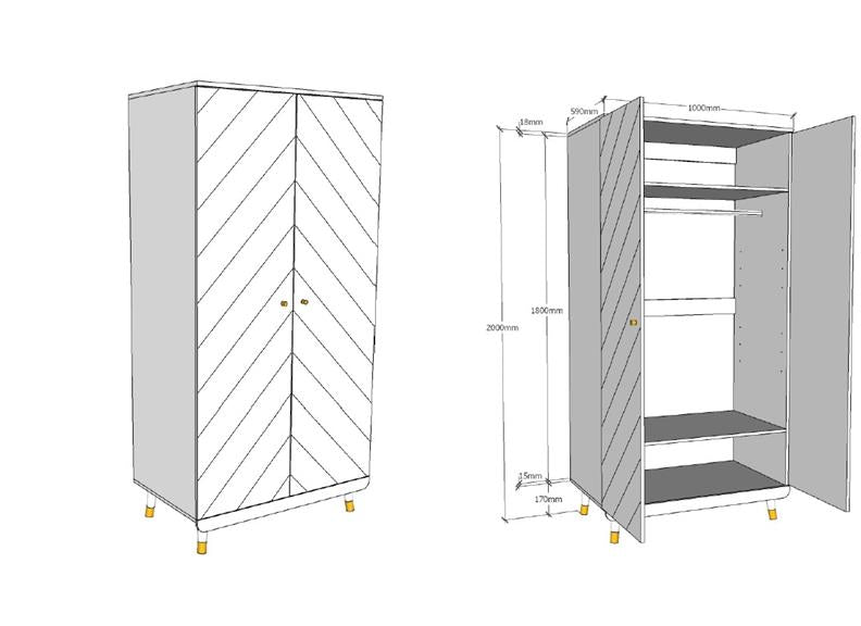 Billy White Double Wardrobe - dims - 2