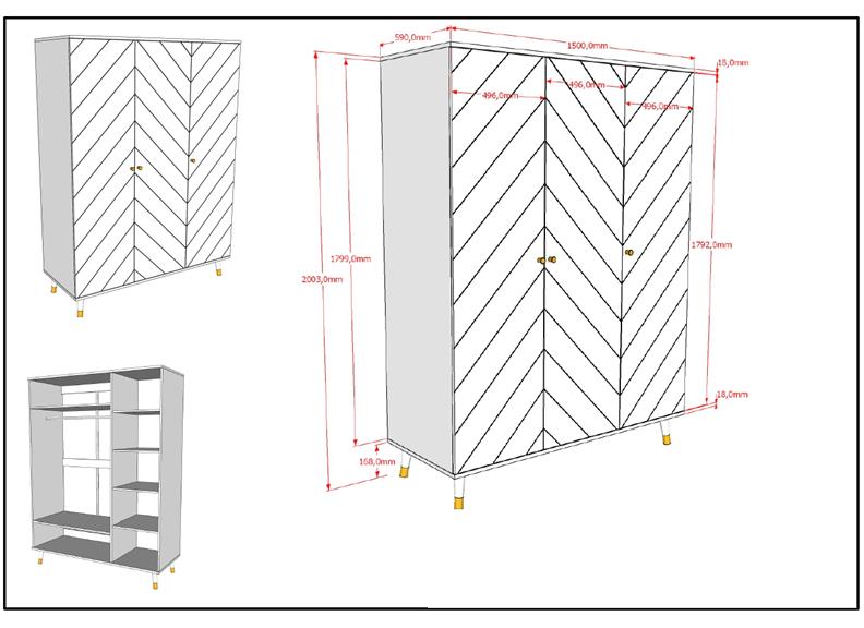 Billy White Three Door Wardrobe - dims