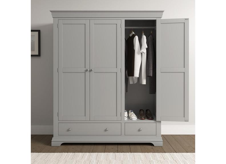 Bordeaux Grey Triple Wardrobe - inside