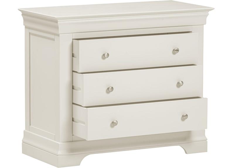 Bordeaux Ivory Three Drawer Chest - open