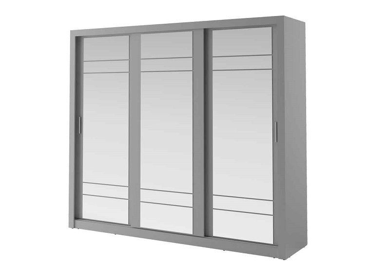 Boston 2.5 m Grey Mirrored Wardrobe c/o