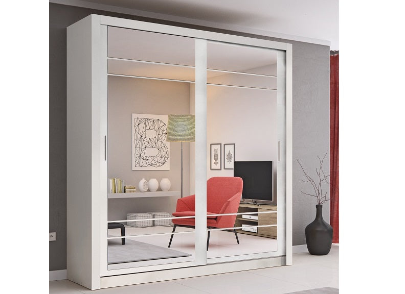 Boston 2 m White Mirrored Sliderobe