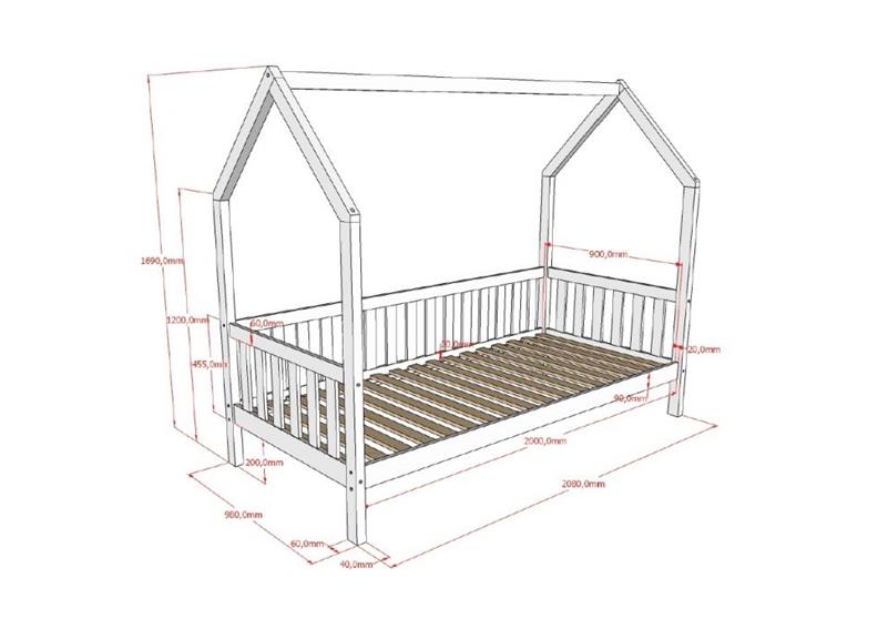 Cabane Pine House Bed W/Balcony - dimensions