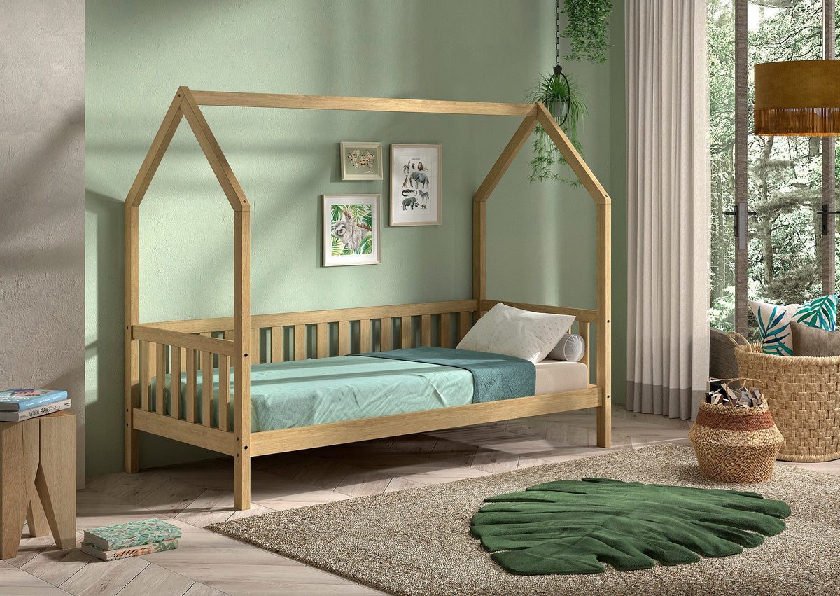 Nature House Bed With Fence 90 X 200 Cm Oak (CAHK9012) (VIP)