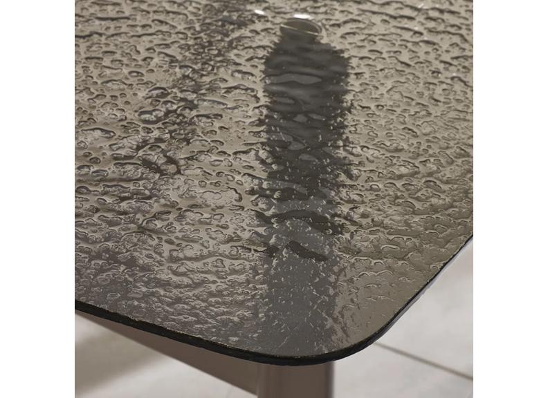Callisto ‘Bubble Glass’ Dining Set – Smoked Textured Glass Top With Faux Leather Dining Chairs