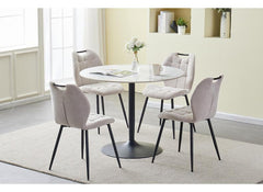 Cody White Round Dining Tables - White Stone Effect Tops