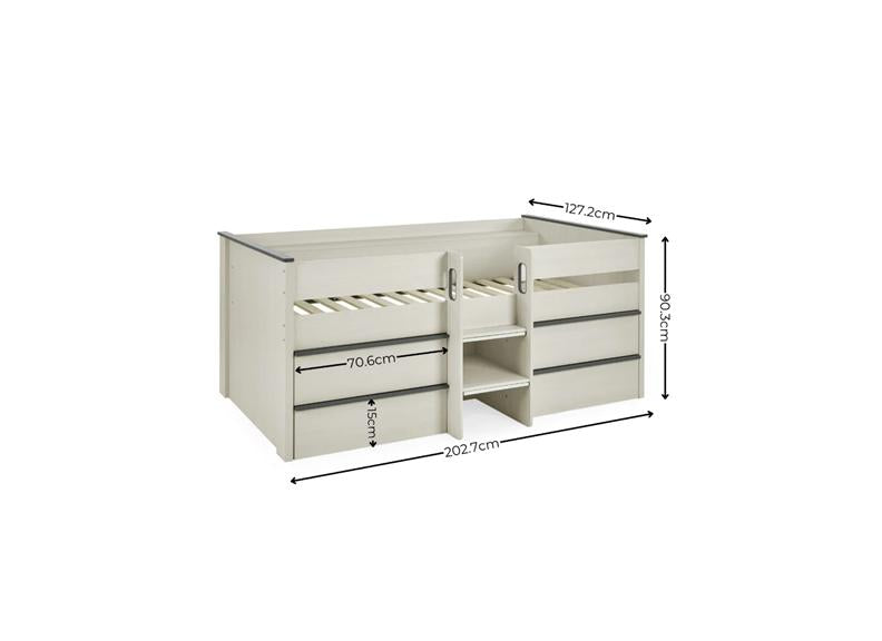 Celeste Mid-Sleeper Bed With Nordic Wood Frame | Contemporary Space Saving Sleeper Bed (Pre-Order Only)