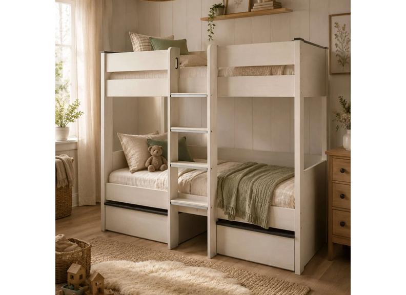 Celeste Bunk Bed With Nordic Wood Frame | Contemporary Space Saving Bunk Bed With Drawers (Pre-Order Only)