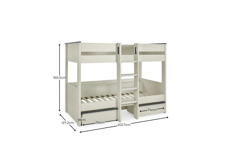 Celeste Bunk Bed With Nordic Wood Frame | Contemporary Space Saving Bunk Bed With Drawers (Pre-Order Only)