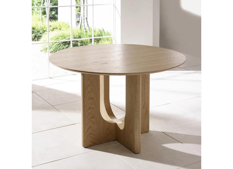 Cellini Compact Round Dining Set – Oak Table with Four Holly Chenille Fabric Chairs