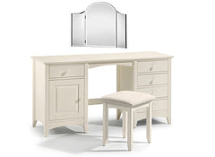 Cameo Stone White Dressing Table, Stool & Triple Mirror