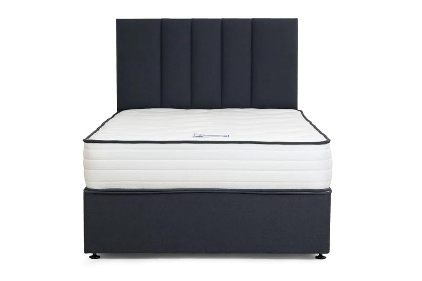 Canberra Complete Bed Set - 4 ft6 Divan Bed With Headboard And Fabric Colour Options